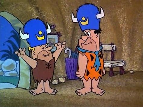 Fred Flintstone And Barney Rubble Wearing Their Lodge Hats Classic