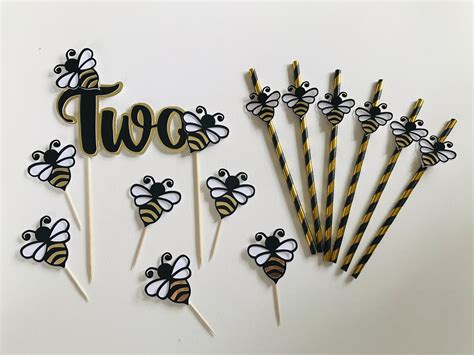 Bee Themed Cake Topper 2nd Birthday Bee Cake Topper Bee Etsy Uk
