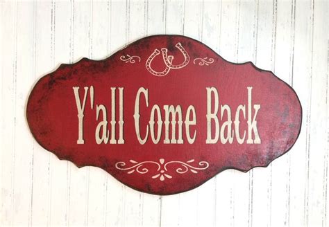 Custom Phrase Rustic Red Home Sign Yall Come Back Etsy