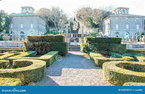 The Garden Of Villa Lante Stock Image Image Of Mansion 83878575