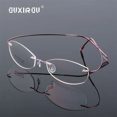 lightweight rimless glasses frame memory titanium alloy eyeglasses women men oval myopia optical