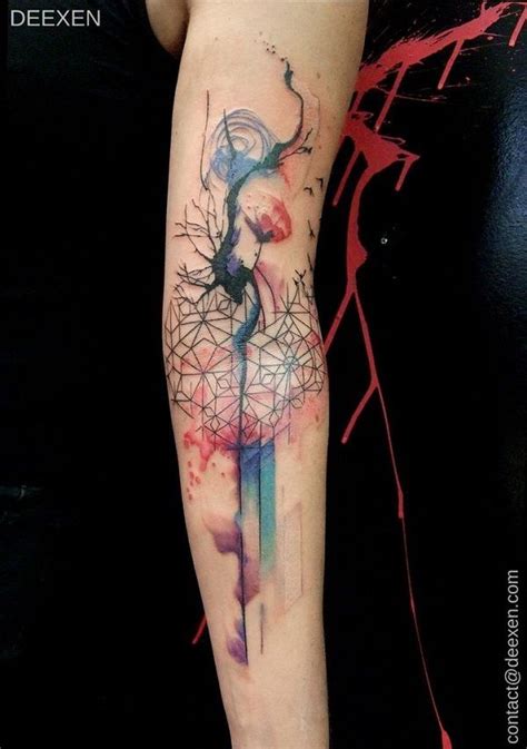 Watercolor Abstract Sleeve Tattoo 60 Mind Blow Abstract Tattoos