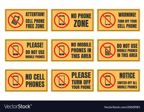 No Cell Phone Sign Mobile Phone Prohibited Vector Image