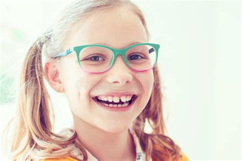 Portrait Of Happy Pretty Smiling Teen Girl In Glasses Stock Image Image Of Learn Face 193390015