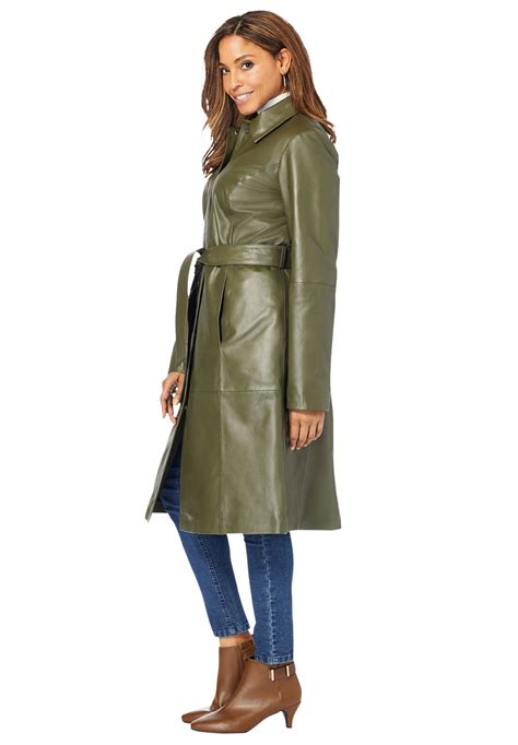 Jessica London Womens Plus Size Trench Coat Genuine Leather Coat Ebay