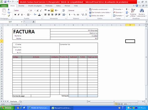 Formato Factura Excel Modelo Factura Descarga Gratuita Totalmente