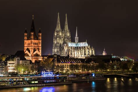 Cologne By Night Cologne Night Skyline Cologne Germany