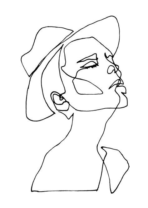 Sunday Fine Art Print One Line - One Line Drawing Face | Line art