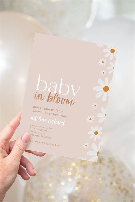 Daisy Baby In Bloom Baby Shower Party Invitations Printable Instant