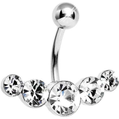 Crystalline Gem Five Across Top Mount Belly Ring Belly Button Piercing Jewelry Dangle Belly