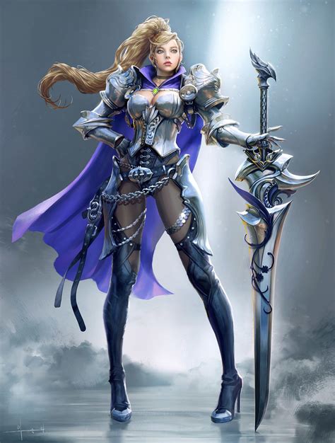 Artstation Human Knights Seunghee Lee Female Knight Character Art