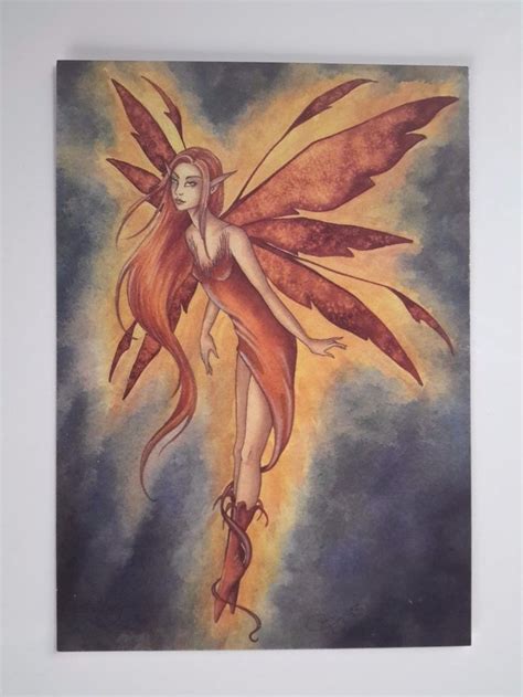 Glowing Amber Celestial Faery Faerie Fairy Postcard Art Print By Amy