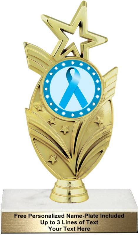 7 12 Light Blue Ribbon Awareness Trophy Kit Awareness Trophies And