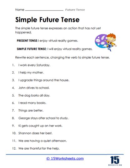 Future Tense Worksheets 15 Worksheets Com