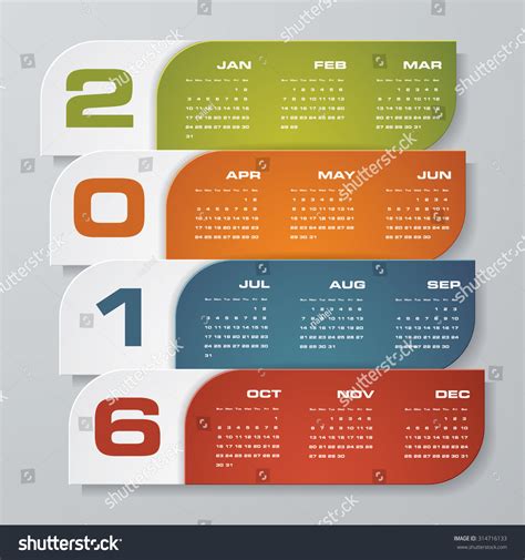 Simple Design Calendar 2016 Year Vector Stock Vector Royalty Free