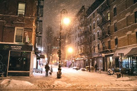 New York City Snow On A Winter Night Ludlow Street Winter In New
