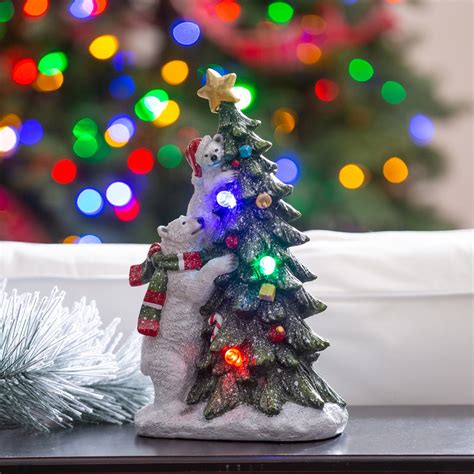 Lighted Polar Bear With Christmas Tree Statue Myevergreen