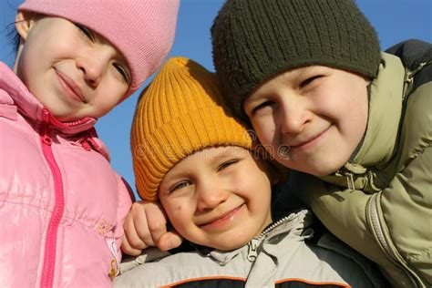 Happy Kids Outside Stock Image Image Of Knit Children 1605787