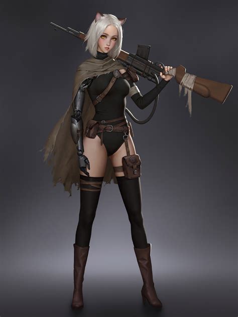 Sci Fi Girl With Rifle Original Anime Character 09