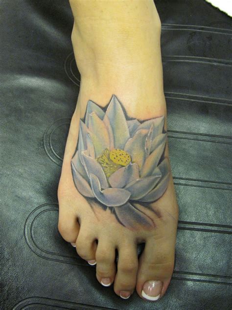 Watercolor White Lotus Tattoo On Foot Tattooimagesbiz