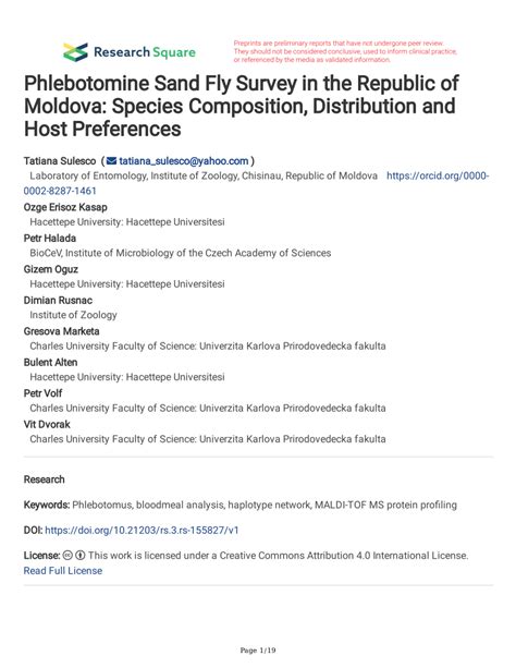 PDF Phlebotomine Sand Fly Survey In The Republic Of Moldova Species Composition Distribution