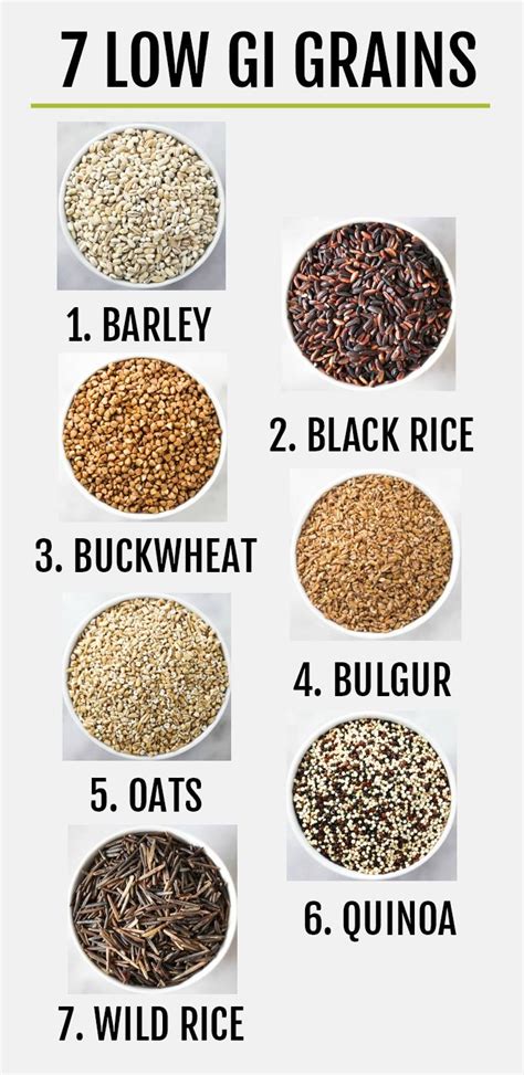 A List Of Healthy Low Glycemic Whole Grains Such As Barley Black Rice