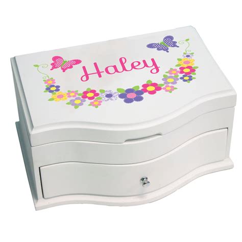 Personalized Deluxe Musical Jewelry Box Butterfly Flower Girls