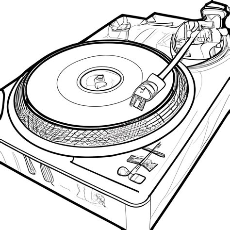 Turntable Electronic Coloring Page · Creative Fabrica