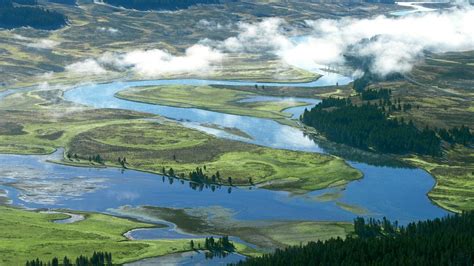 Landscapes Valley Yellowstone Rivers National Park Flood Plain