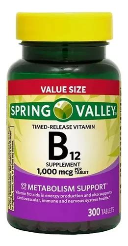 Spring Valley Vitamina B12 1000mcg 300tab Metabolismo Anemia Envío Gratis