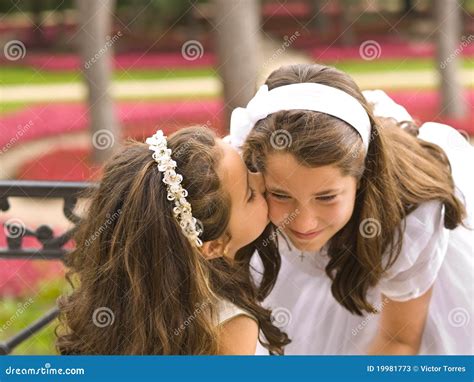 Beautiful Girls Kissing Stock Image Image Of White Brown 19981773