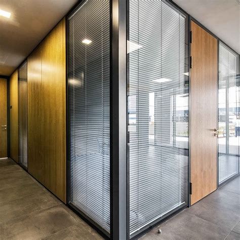Aluminium Glass Mdf Office Partition Wall With Blinds And Door China Office Glass Movable