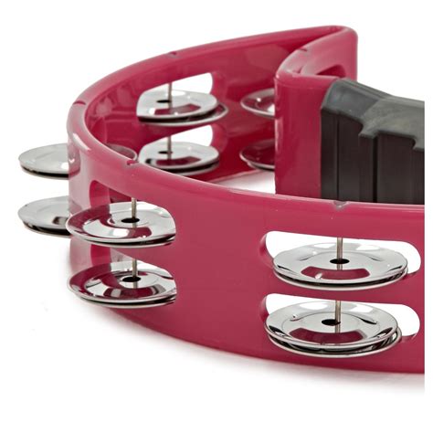 D Shaped Tambourine By Gear4music Pink Gear4music