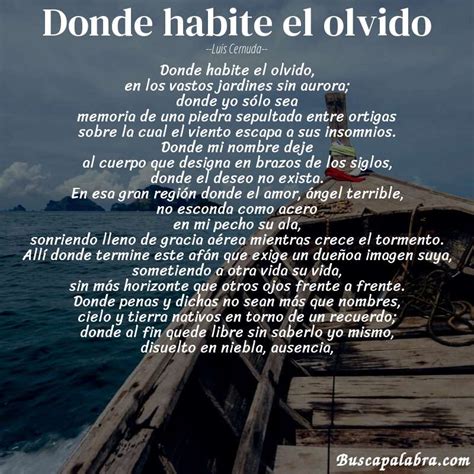 Poema Donde Habite El Olvido De Luis Cernuda Análisis Del Poema