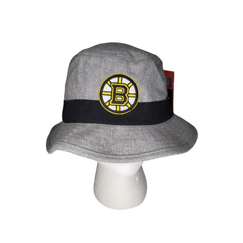 Reebok Nwt Reebok Nhl Boston Bruins Gray And Black Bucket Hat Sz M