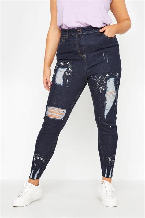 Yours For Good Plus Size Mid Blue Ripped Ava Jeans Yours Clothing