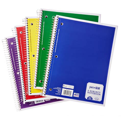 Pen Gear Spiral Notebook College Ruled 5 Subject 180 Pages 8 X