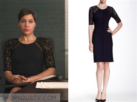 Lucca Quinn Cush Jumbo The Good Fight Navy Blue And Black Lace Dress