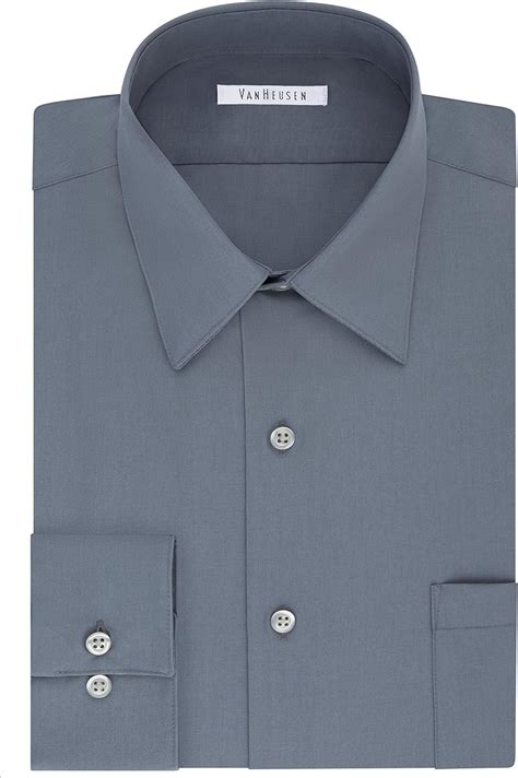 Van Heusen Men S Tall Dress Shirt Big Fit Poplin Grey 22 Neck 34 35 Sleeve Amazon Ca