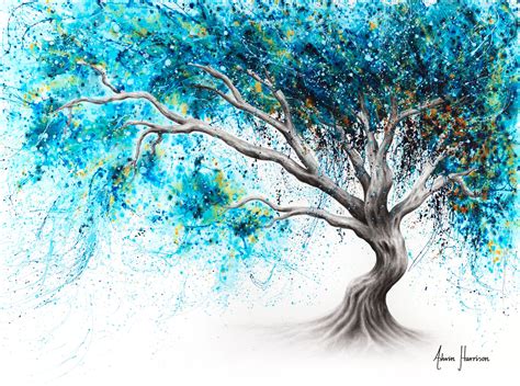 Blue Crystal Dream Tree Abstract Tree Painting Abstract Canvas Art