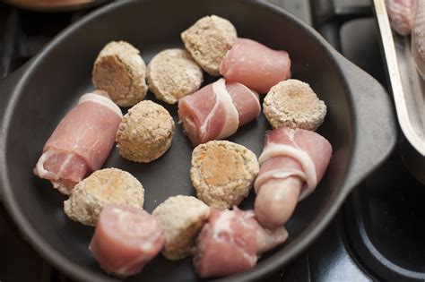 Uncooked bacon rolls and stuffing - Free Stock Image