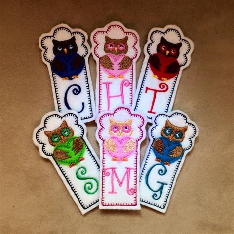 Flutterbear Creations Ith Feltie Owl Bookmarks Custom Digitized Embroidery Design Machine