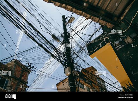Illegal Power Lines In The Rocinha Favela Of Rio De Janeiro Brazil Stock Photo Alamy