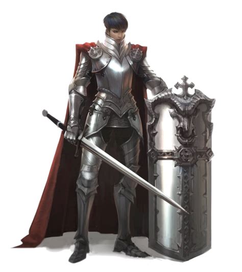 Male Human Sword And Shield Fighter Knight In Plate Armor Pathfinder Pfrpg Dnd Dandd 35 5th Ed