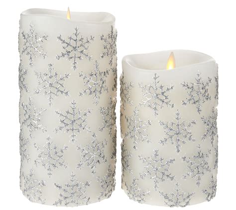 Luminara 5 And 7 Snowflake Embossed Flameless Candles —