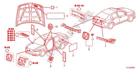 Emblemscaution Labels For Honda Cars Accord 20 Elegance 4 Doors 5