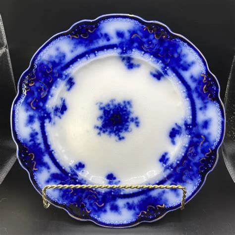 ANTIQUE ALFRED MEAKIN English Semi Porcelain Kelvin Flow Blue 9 Plate