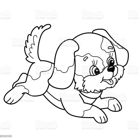 Printable realistic puppy coloring pages. Coloring Page Outline Of Cute Puppy Cartoon Dog Jumping ...