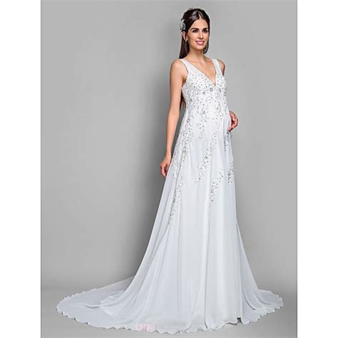 Elegant but budget discount bridal wedding dresses for sale in uk with the latest fashion design. A-line Maternity Wedding Dress - Ivory Court Train V-neck ...