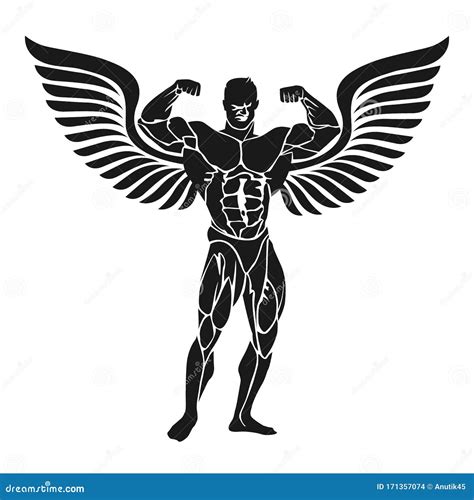 Icon Of Bodybuilder With Double Biceps Pose Vector Illustration Stock